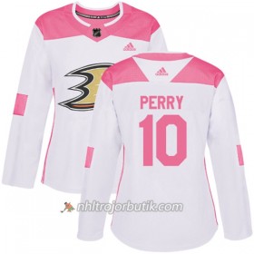 Dame Ishockey Anaheim Ducks Tröja Corey Perry 10 Adidas 2017-2018 Vit Rosa Fashion Authentic